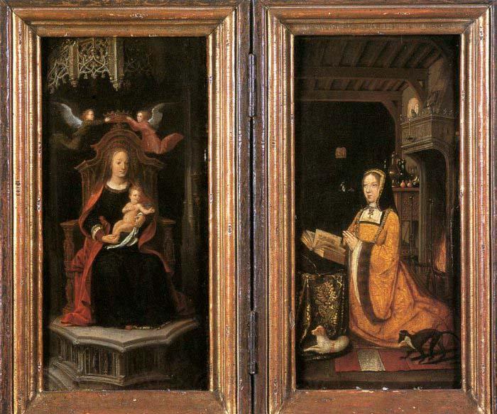 unknow artist Diptych with Margaret of Austria Worshipping Norge oil painting art